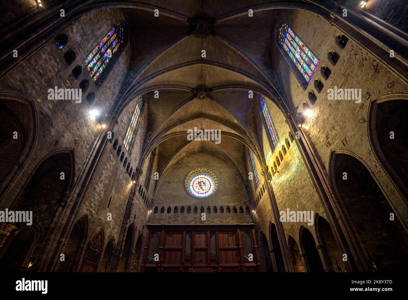 Intérieur de la Cathédrale de Gérone (Catalogne, Espagne) ESP: Intérieur de la catedral de Gerona (Cataluña, España) FR: Intérieur de la cathédrale Gérone Banque D'Images