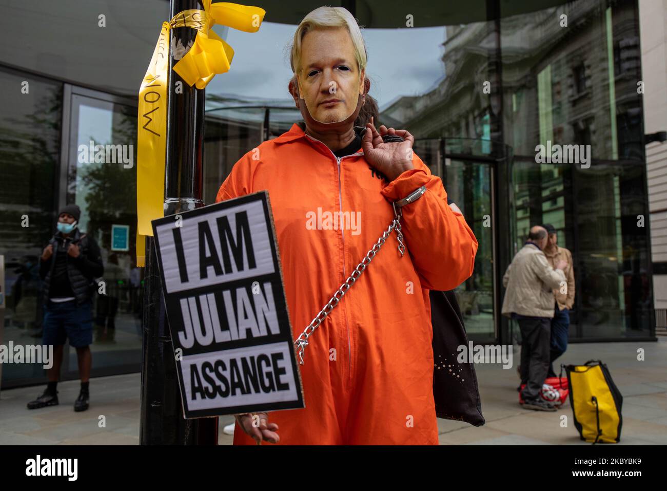 Les partisans de Julian Assange devant le tribunal après le premier jour de l'audience d'extradition de Julian Assange à Old Bailey, Londres, Angleterre, sur 07 septembre 2020. (Photo de Lucy North/MI News/NurPhoto) Banque D'Images