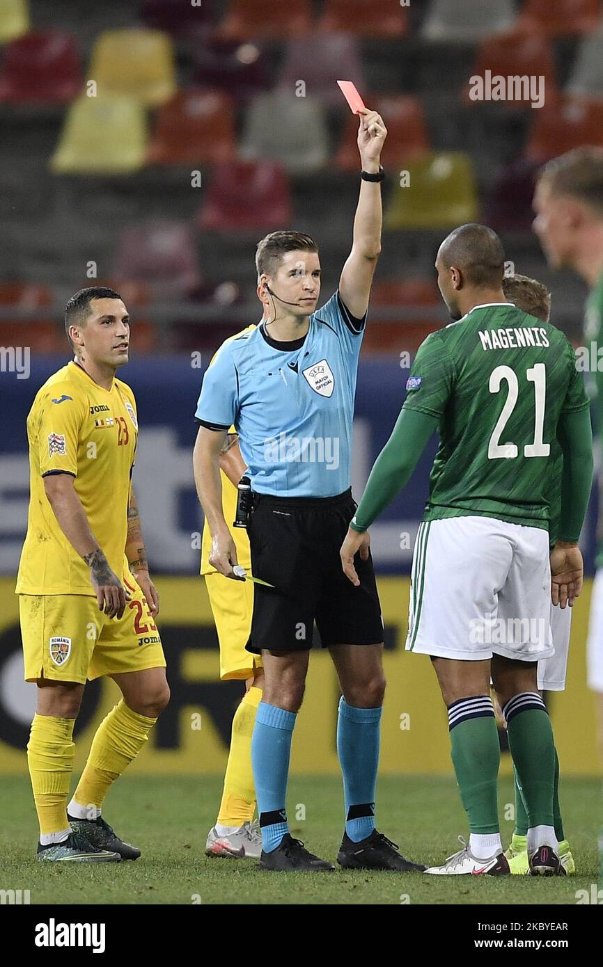 Arbitre François Letexier lors du match de l'UEFA Nations League 2021 entre la Roumanie et l'Irlande du Nord à l'Arena Nationala, à Bucarest, Roumanie, le 4 septembre 2020. (Photo par Alex Nicodim/NurPhoto) Banque D'Images