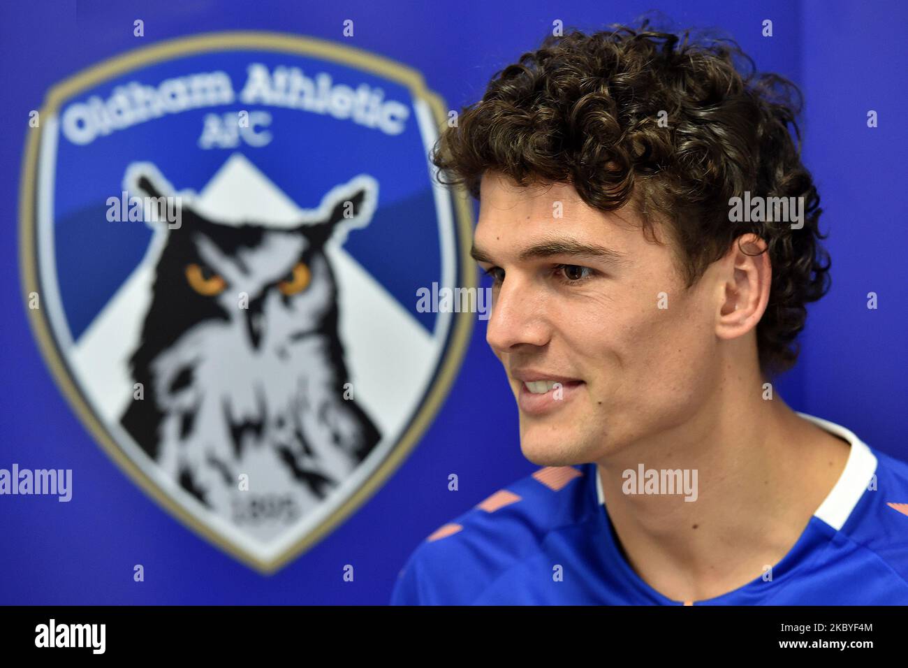 George Blackwood à Boundary Park après que le jeune australien a rejoint Oldham Athletic dans un contrat de deux ans, à Oldham, Angleterre, on 6 septembre 2020. (Photo d'Eddie Garvey/MI News/NurPhoto) Banque D'Images