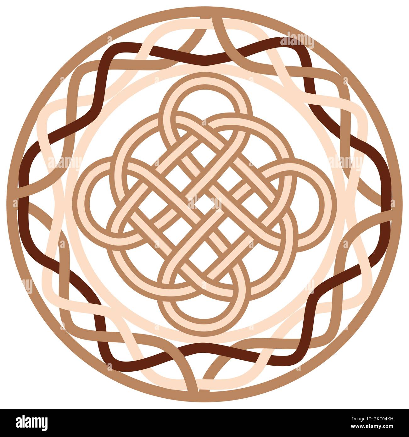 Nœud mystique de la longévité et de la santé, un signe de bonne chance Feng Shui, le nœud infini, le symbole de santé tatouage Illustration de Vecteur