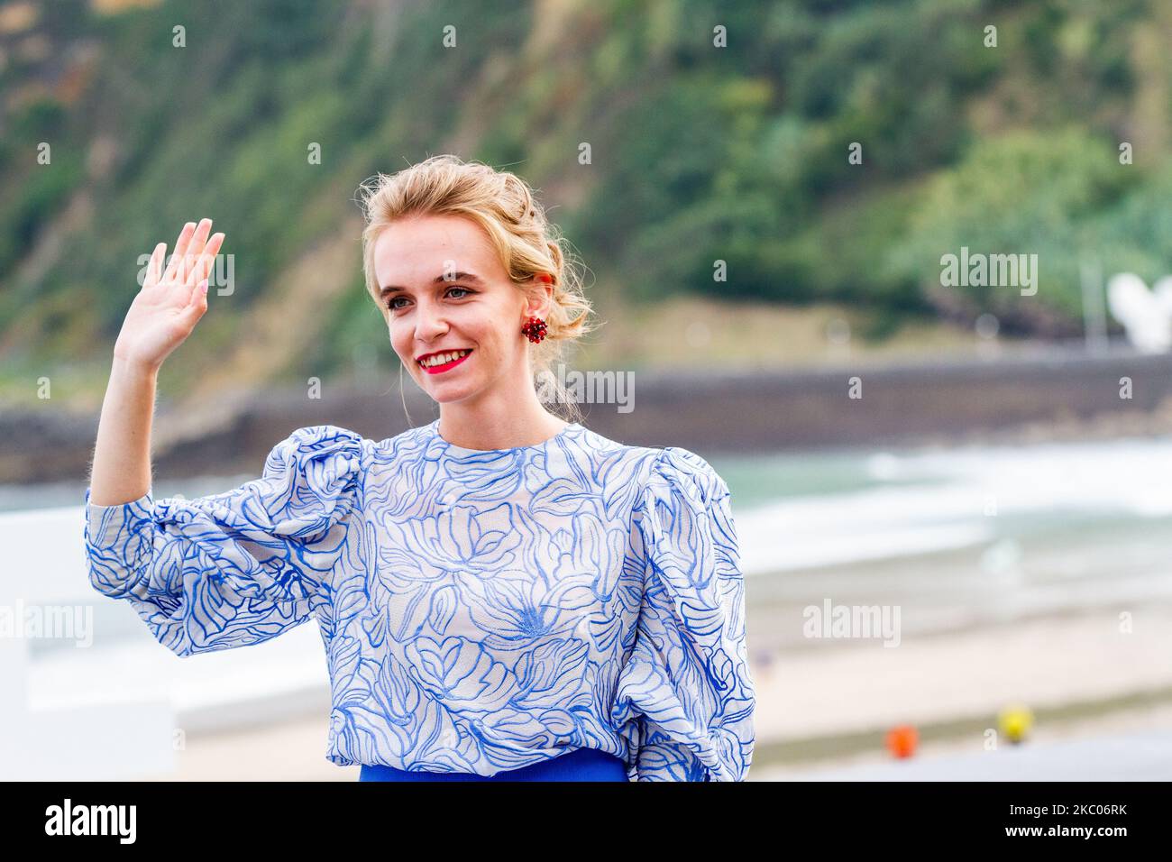 Irati Saez de Urabain participe au photocall 'Akelare' lors du Festival international du film de Saint-Sébastien 68th au Palais Kursaal de 19 septembre 2020, à Saint-Sébastien, en Espagne. (Photo de Frank Lovicario/NurPhoto) Banque D'Images