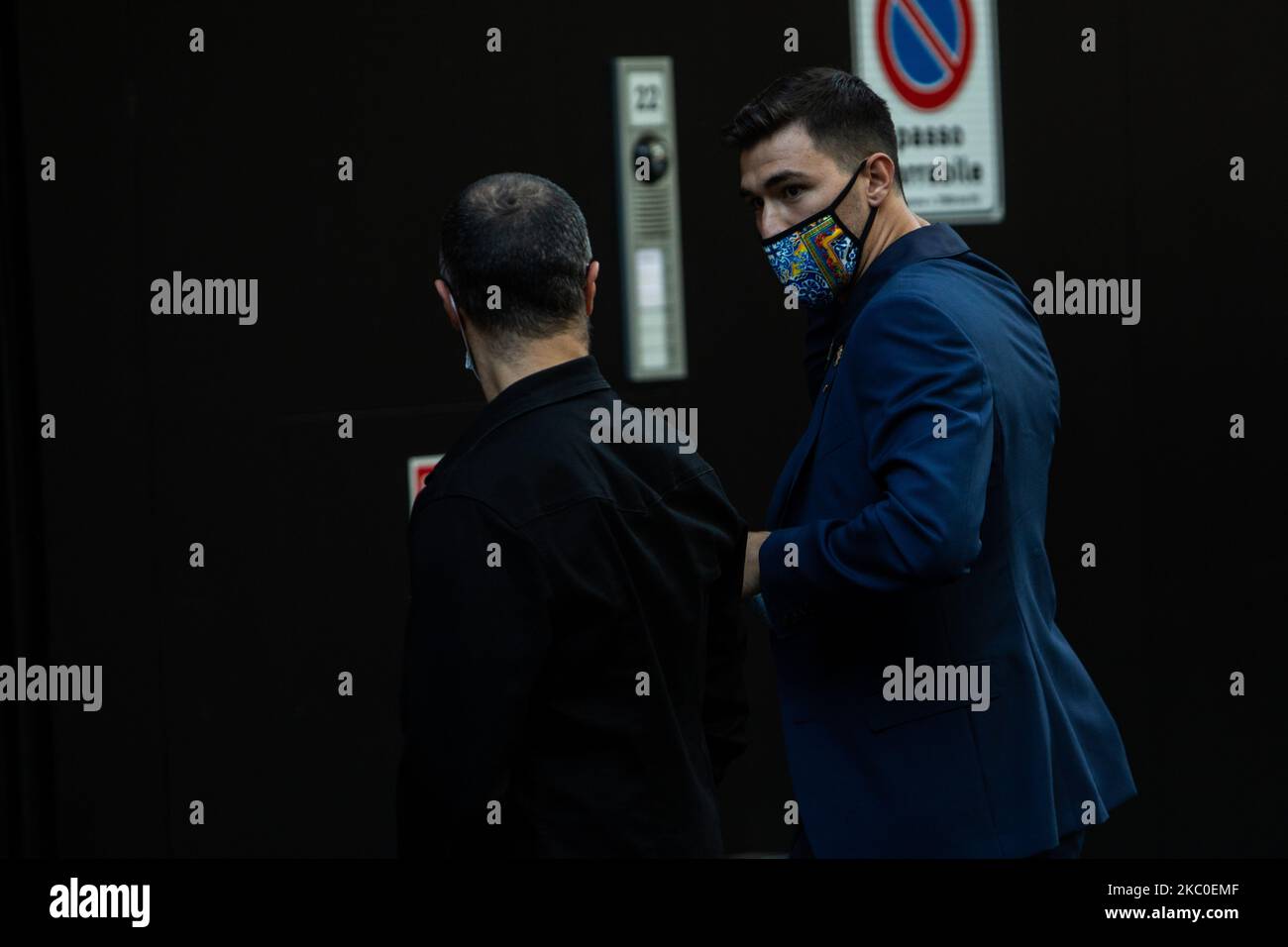 Le joueur italien de football de l'AC MILAN Alessio Romagnoli est vu au spectacle de mode Dolce e Gabbana pendant la semaine de mode de Milan Printemps-été 20/21, Italie, 23 septembre 2020 (photo par Mairo Cinquetti/NurPhoto) Banque D'Images