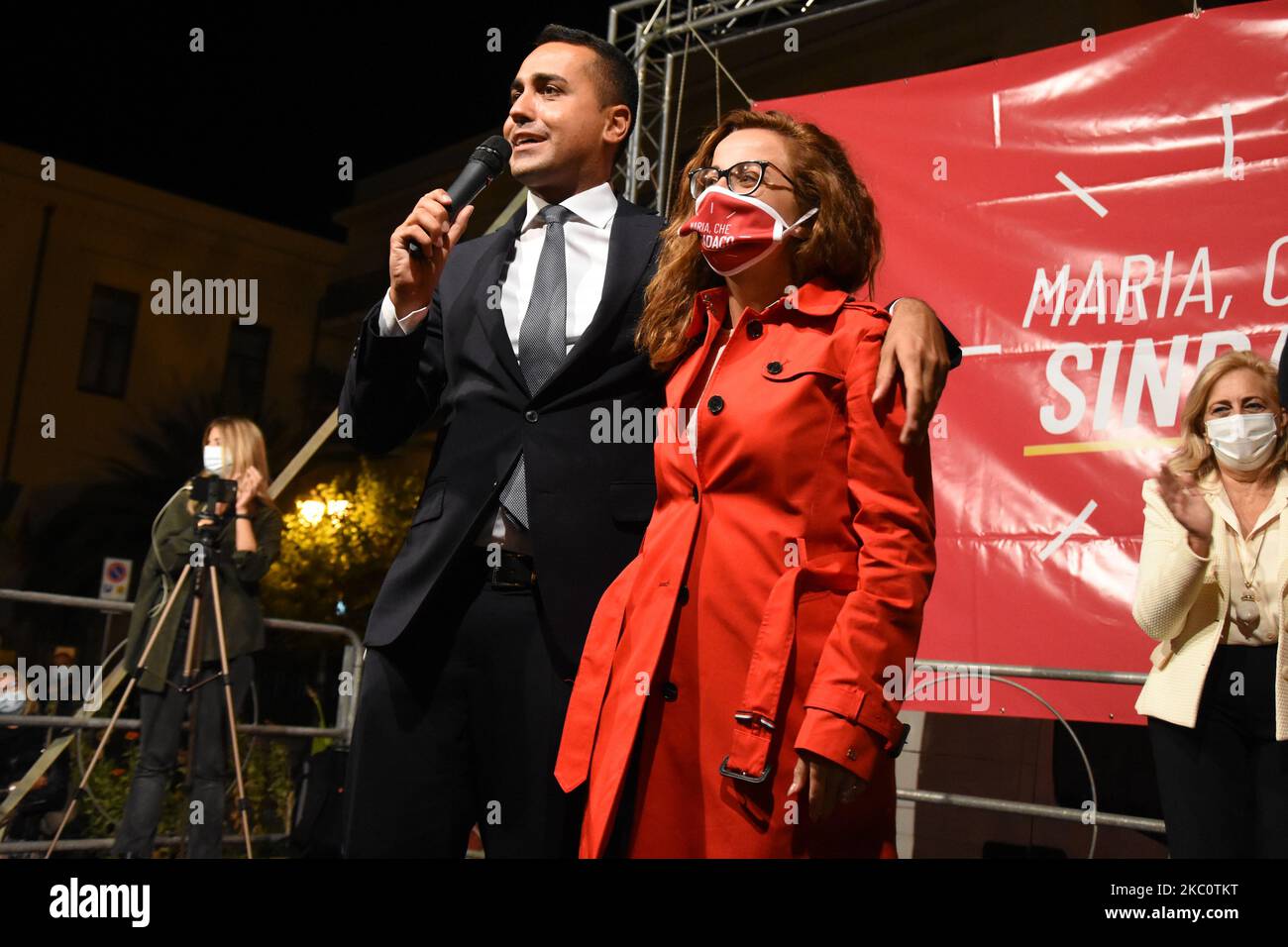 Le ministre des Affaires étrangères et chef de file historique du mouvement 5 étoiles, Luigi Di Maio, se rend à Termini Imerese pour soutenir la candidate mayonnaise Maria Terranova. Italie, Sicile, Palerme, Termini Imerese 27 septembre 2020 (photo de Francesco Militello Mirto/NurPhoto) Banque D'Images