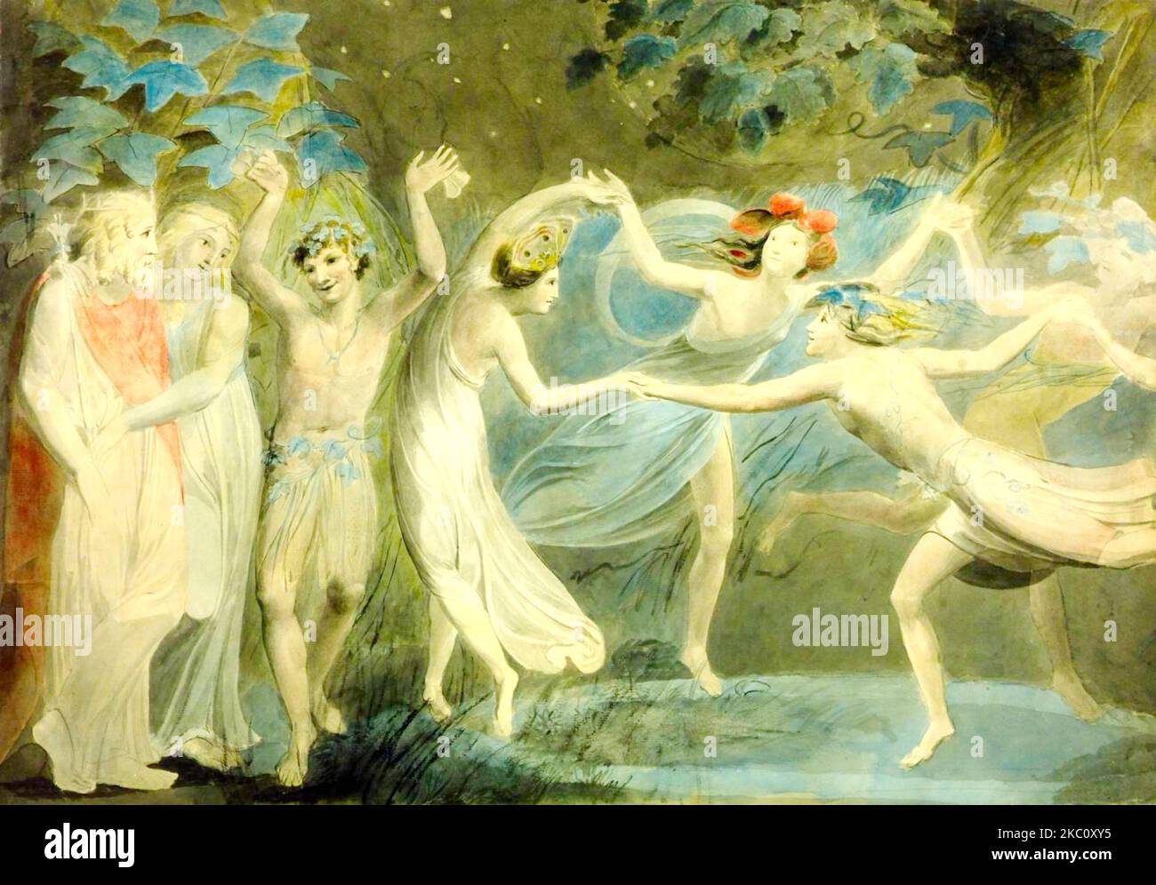 William Blake - Oberon, Titania et Puck avec Fairies Dancing - C1786 Banque D'Images