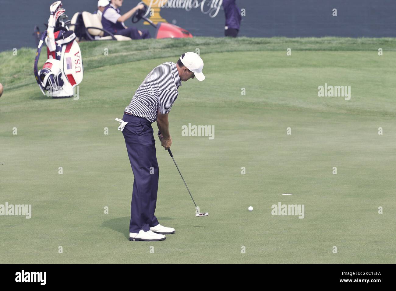 Jimmy Walker, joueur de l'équipe des États-Unis, a tiré près de 18th trous lors de la deuxième journée d'entraînement de la coupe du Président 2015 au Jack Nicklaus GC de Songdo, Incheon. (Photo de Seung-il Ryu/NurPhoto) Banque D'Images