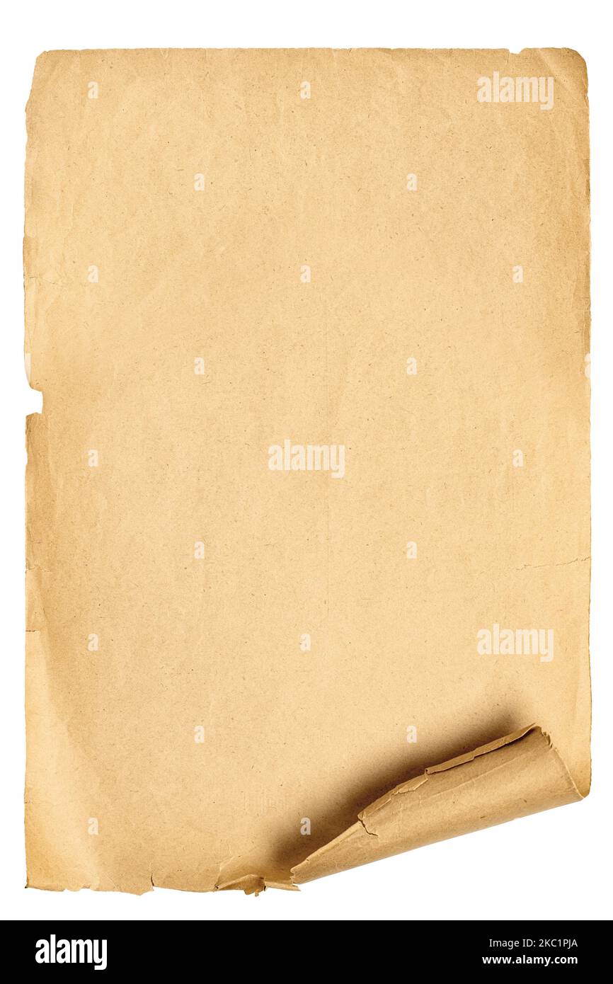 arrière-plan de la texture du papier ancien, le défilement isolé s'est estompé dans le temps. Banque D'Images