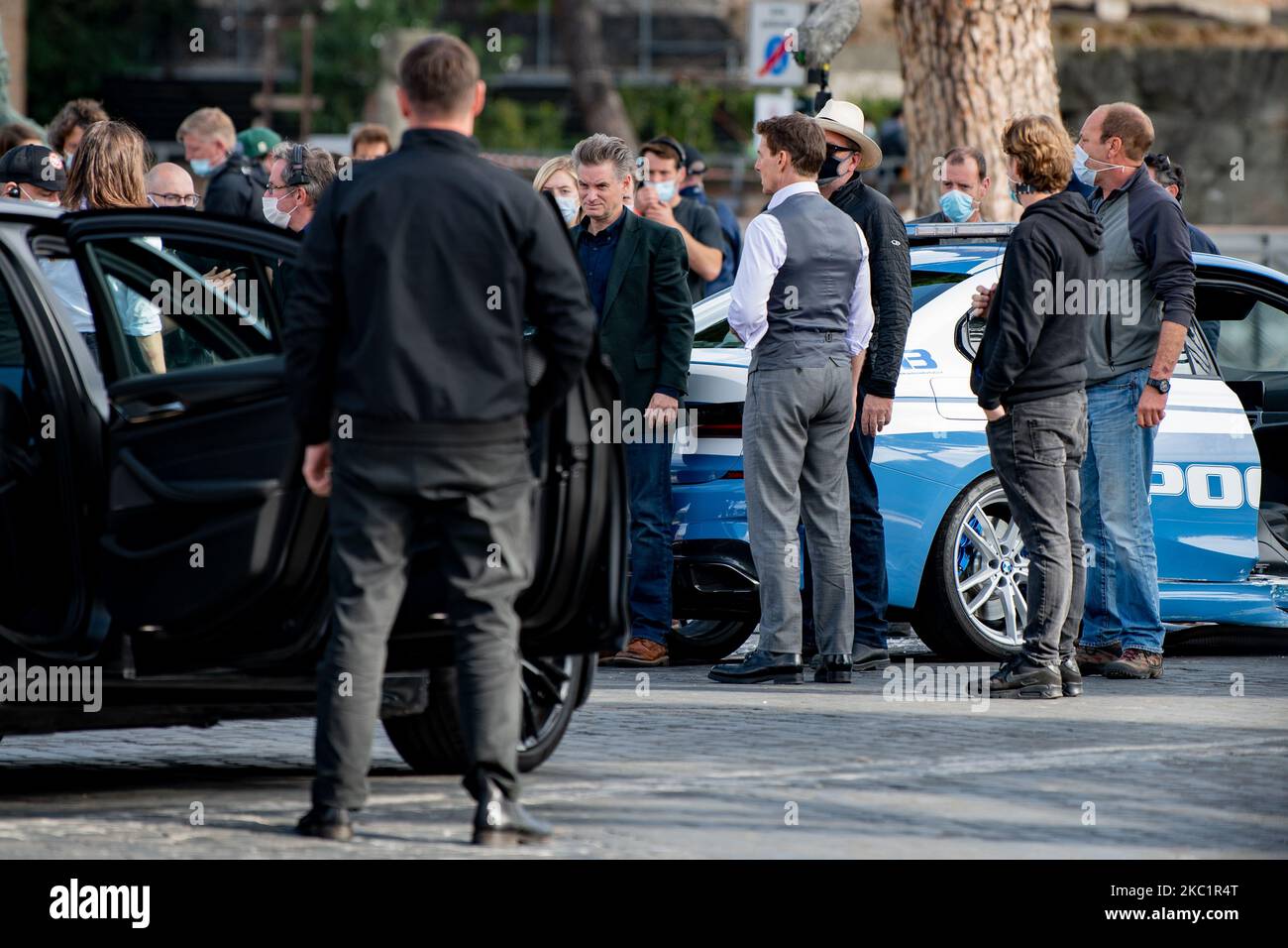 Tom croisière dans la via dei Fori Imperiali pour le tournage de Mission impossible 7, à Rome, Italie, sur 13 octobre 2020. (Photo de Riccardo Fabi/NurPhoto) Banque D'Images