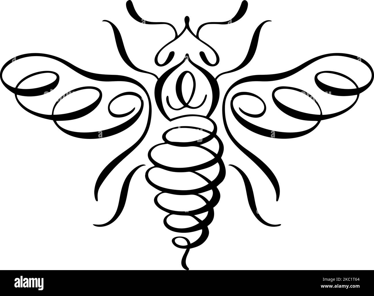 Un art en ligne d'une abeille sur fond blanc Illustration de Vecteur