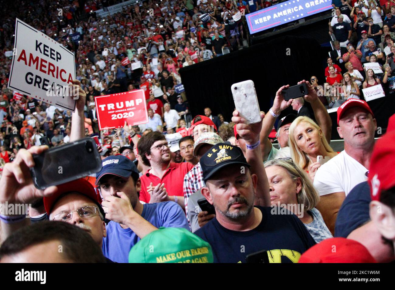 Lors d'un rassemblement de campagne de Donald Trump à la U.S. Bank Arena, le jeudi 1 août 2019, à Cincinnati, Ohio, États-Unis. (Photo de Jason Whitman/NurPhoto) Banque D'Images