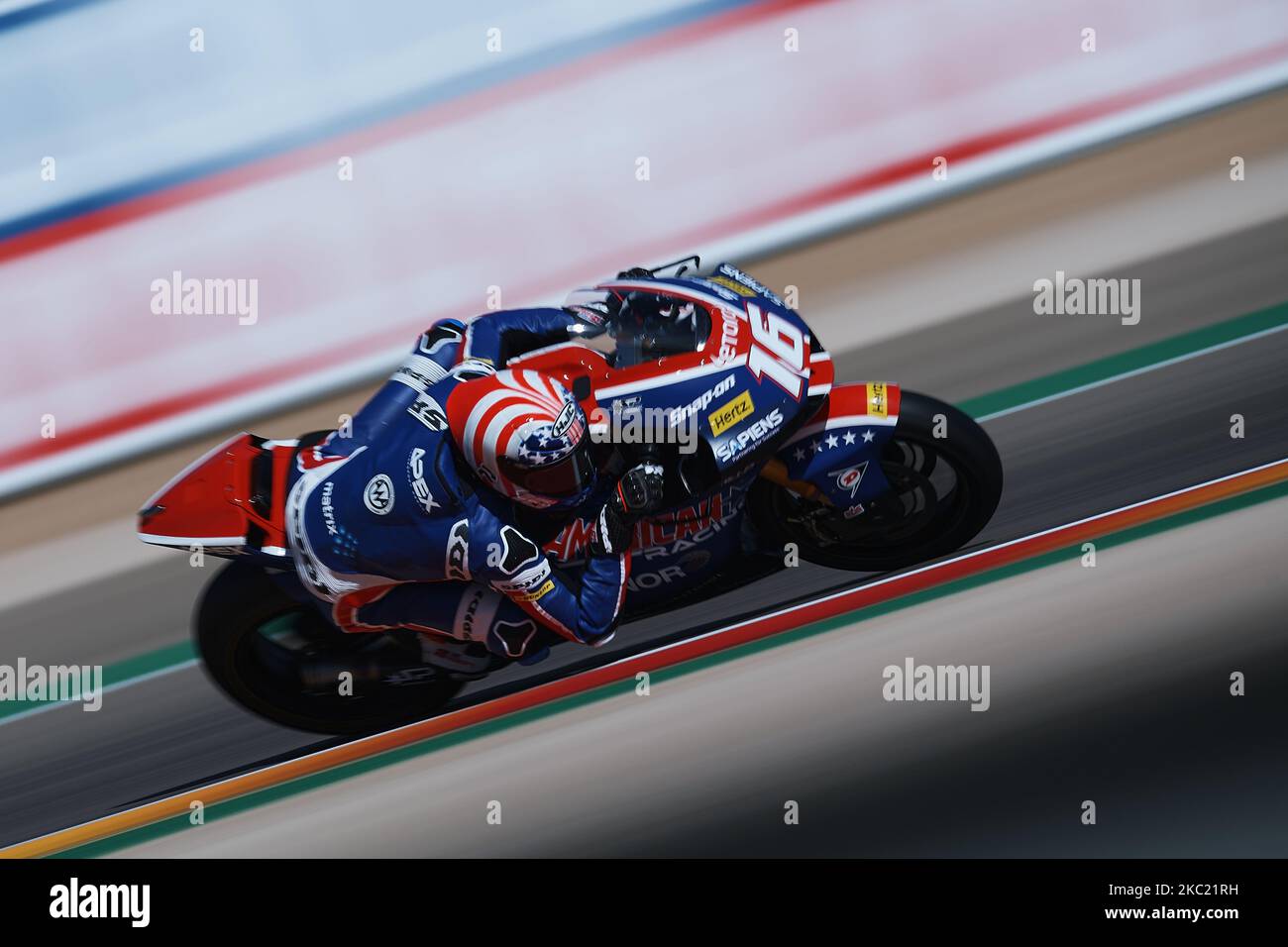 Joe Roberts (16) des États-Unis et Tennor American Racing pendant la qualification pour le MotoGP d'Aragon au circuit d'Aragon de Motorland sur 17 octobre 2020 à Alcaniz, Espagne. (Photo de Jose Breton/Pics action/NurPhoto) Banque D'Images