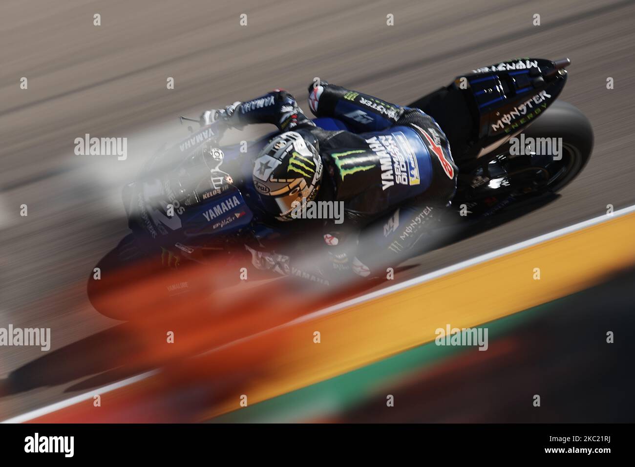 Maverick Vinales (12) d'Espagne et Monster Energy Yamaha MotoGP lors de la qualification pour le MotoGP d'Aragon au circuit d'Aragon de Motorland sur 17 octobre 2020 à Alcaniz, Espagne. (Photo de Jose Breton/Pics action/NurPhoto) Banque D'Images