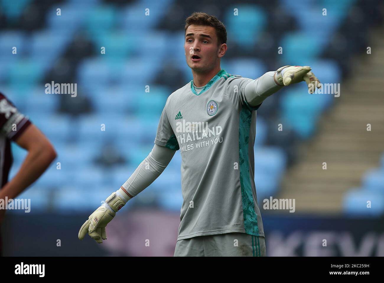 Leicester citys Jakub Stolarczyk lors du match Premier League 2 entre Manchester City et Leicester City au stade Academy, Manchester, Angleterre, le 18th octobre 2020. (Photo de Chris Donnelly/MI News/NurPhoto) Banque D'Images