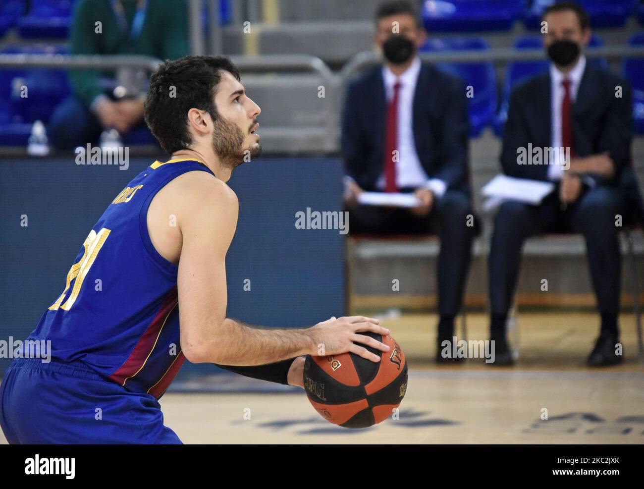 Alex Abrines lors du match entre le FC Barcelone et le Club Basquet Andorre, correspondant à la semaine 7 de la Liga Endesa, joué au Palau Blaugrana, le 25th octobre 2020, à Barcelone, Espagne. (Photo de Noelia Deniz/Urbanandsport/NurPhoto) Banque D'Images