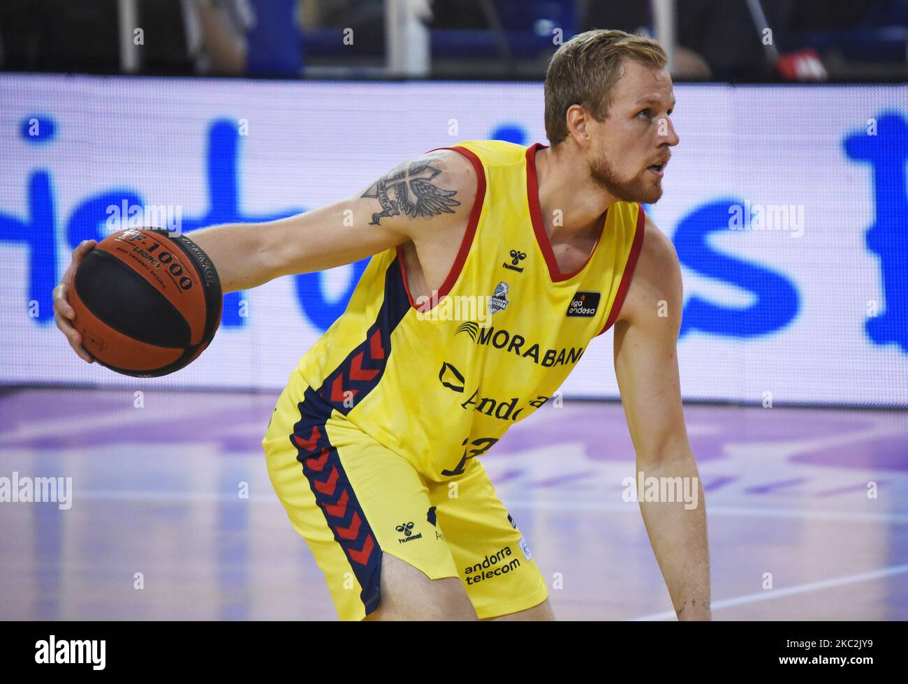 Haukur Palsson lors du match entre le FC Barcelone et le Club Basquet Andorre, correspondant à la semaine 7 de la Liga Endesa, joué au Palau Blaugrana, le 25th octobre 2020, à Barcelone, Espagne. (Photo de Noelia Deniz/Urbanandsport/NurPhoto) Banque D'Images