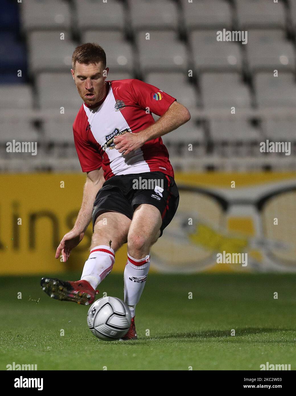 Tom Hannigan d'Altricham lors du match de la Vanarama National League entre Hartlepool United et Altrincham à Victoria Park, Hartlepool, le mardi 27th octobre 2020. (Photo de Mark Fletcher/MI News/NurPhoto) Banque D'Images