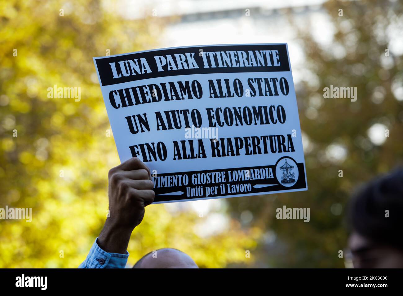 Manifestation par des travailleurs du divertissement à Milan, Italie, sur 30 octobre 2020 (photo de Mairo Cinquetti/NurPhoto) Banque D'Images