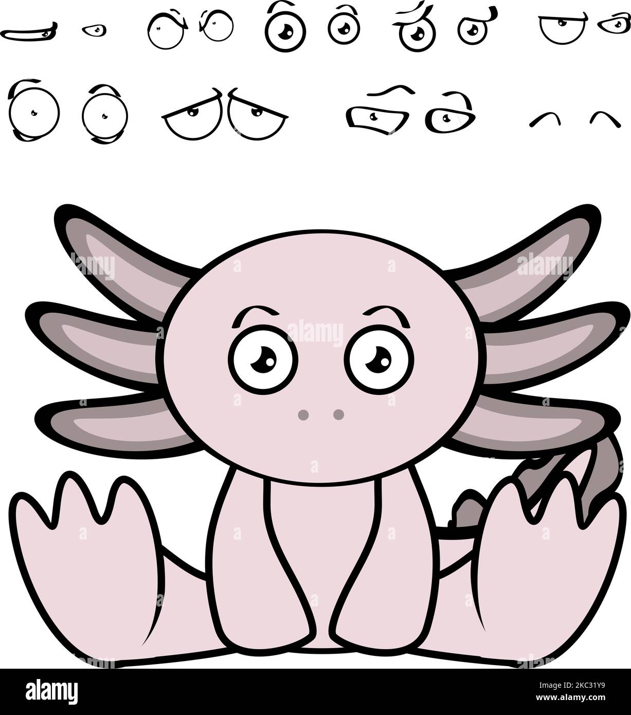 mignon assis mexicain axolotl caractère expressions de dessin animé ensemble collection, illustration format vectoriel Illustration de Vecteur