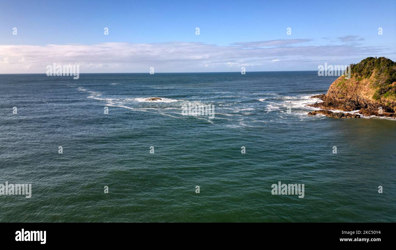 Une vue aérienne de la plage de Flyns par une journée ensoleillée à Port Macquarie, en Australie Banque D'Images