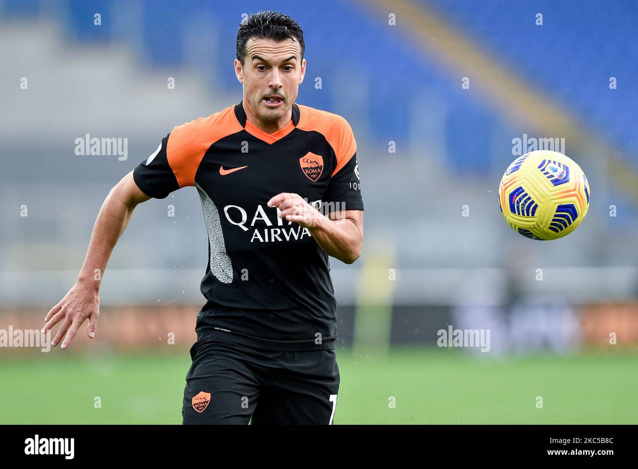 Pedro d'AS Roma pendant la série Un match entre AS Roma et Sassuolo Calcio au Stadio Olimpico, Rome, Italie, le 6 décembre 2020. (Photo de Giuseppe Maffia/NurPhoto) Banque D'Images