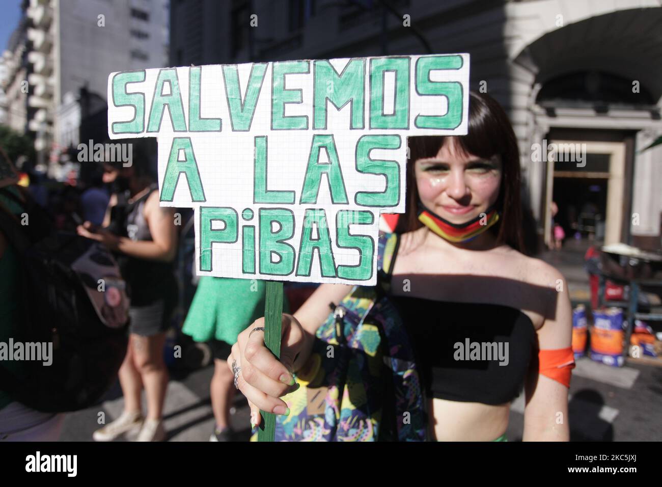 Manifestation devant le Congrès de la Nation à Buenos Aires, en Argentine, au cours du débat sur le droit de l'avortement légal en Argentine. (Photo de Carol Smiljan/NurPhoto) Banque D'Images