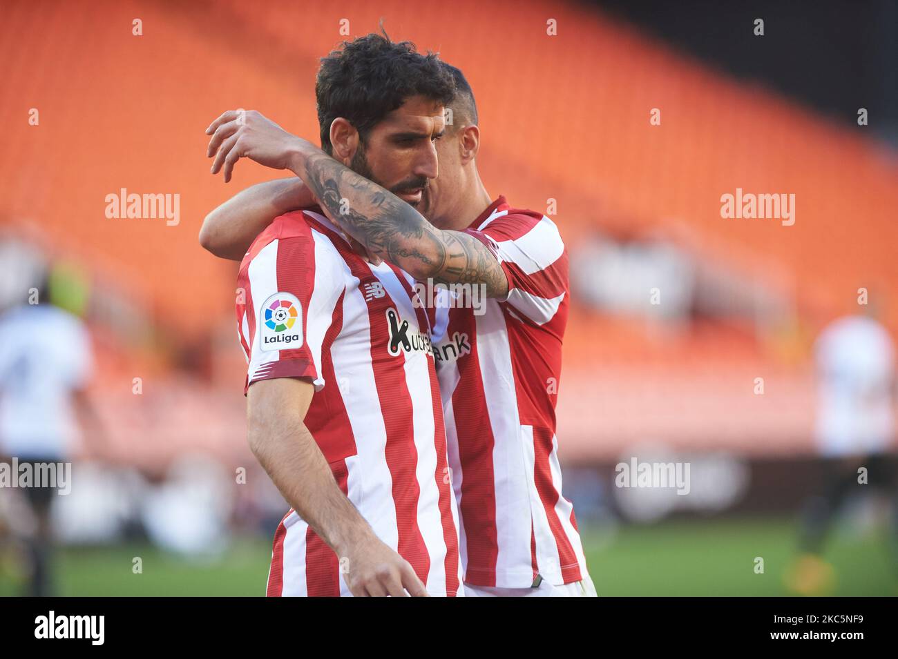 Raul Garcia of Athletic Club célèbre un but pendant la vie de Santander entre Valence et Atlhletic Club à l'Estadio de Mestalla le 12 décembre 2020 à Valence, Espagne (photo de Maria Jose Segovia/NurPhoto) Banque D'Images