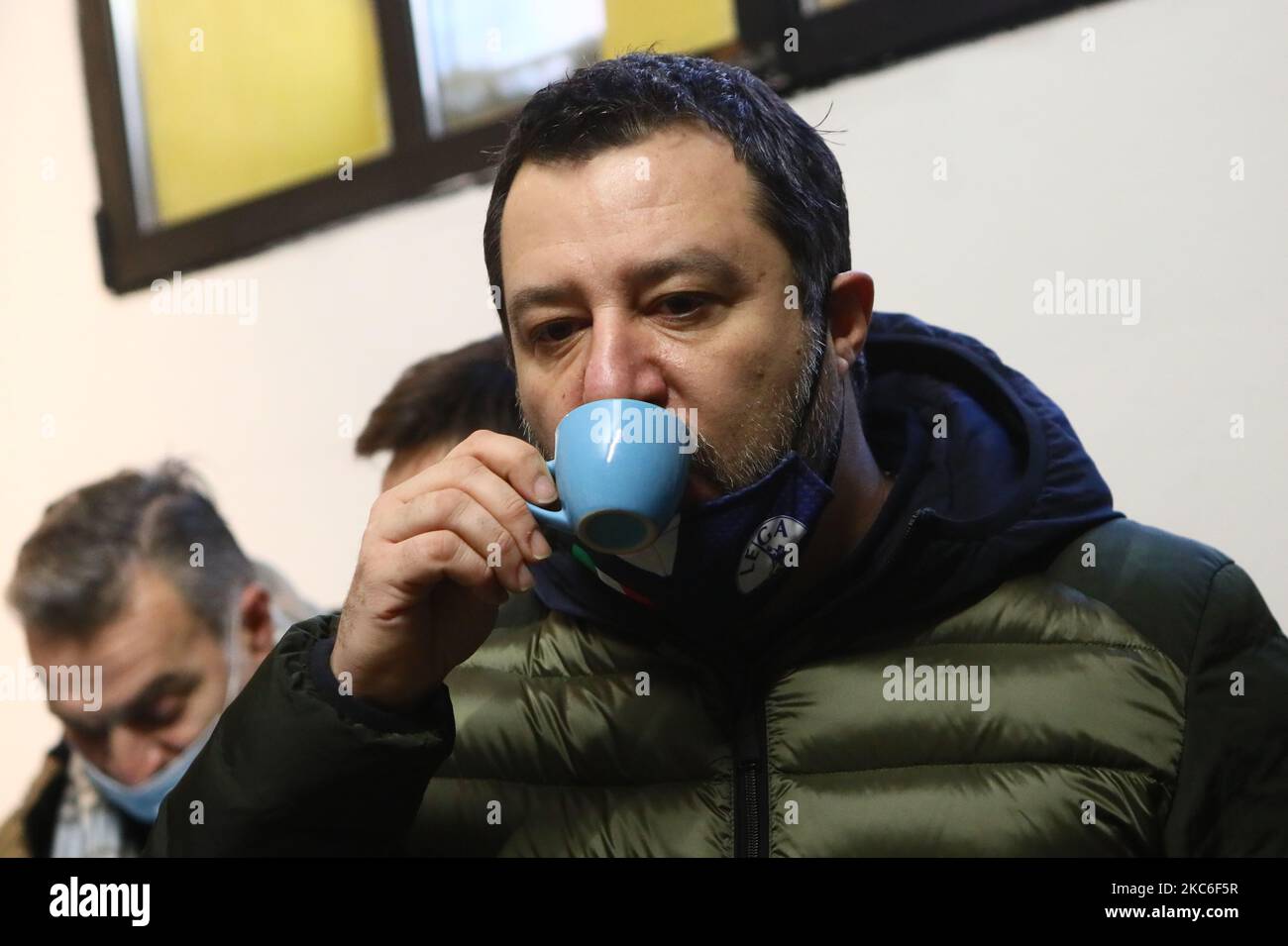 Leader de Lega Matteo Salvini est vu à la Fondazione Eris Onlus à Milan sur 26 décembre 2020, Italie. (Photo par Mairo Cinquetti/NurPhoto) Banque D'Images