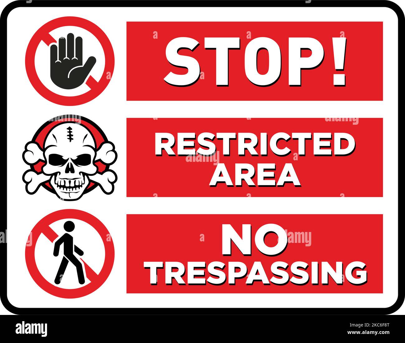 Danger menace mort. Zone de restriction du panneau interdit. Aucun signe d'intrusion dans la zone de mise en garde. Vecteur Illustration de Vecteur