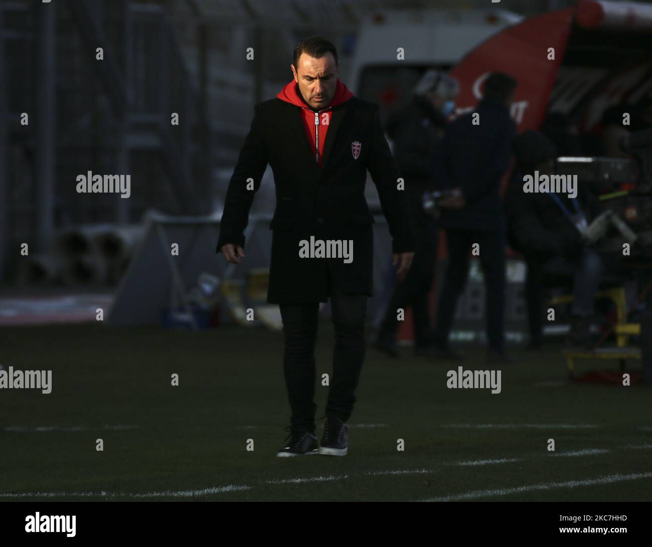 Cristian Brocchi entraîneur en chef d'AC Monza montre son éjection lors du match de la Serie B entre AC Monza et Cosenza Calcio au Stadio Brianteo sur 16 janvier 2021 à Monza, Italie (photo de Giuseppe Cottini/NurPhoto) Banque D'Images