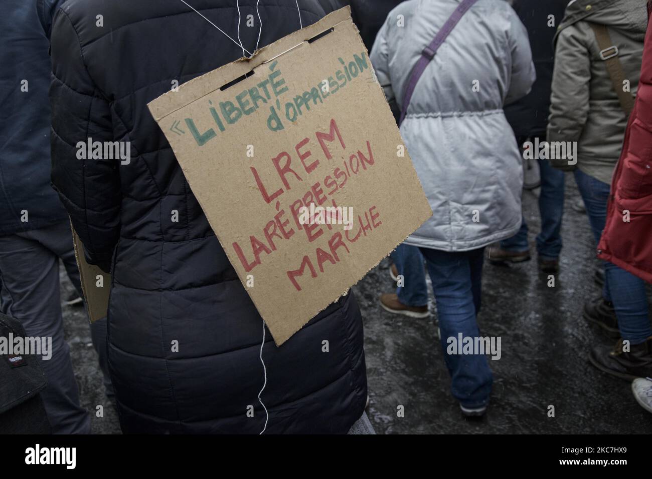 Marche pour la liberté contre la loi mondiale sur la sécurité à Paris. Paris, le 16th janvier 2021. (Photo de Jacopo Landi/NurPhoto) Banque D'Images