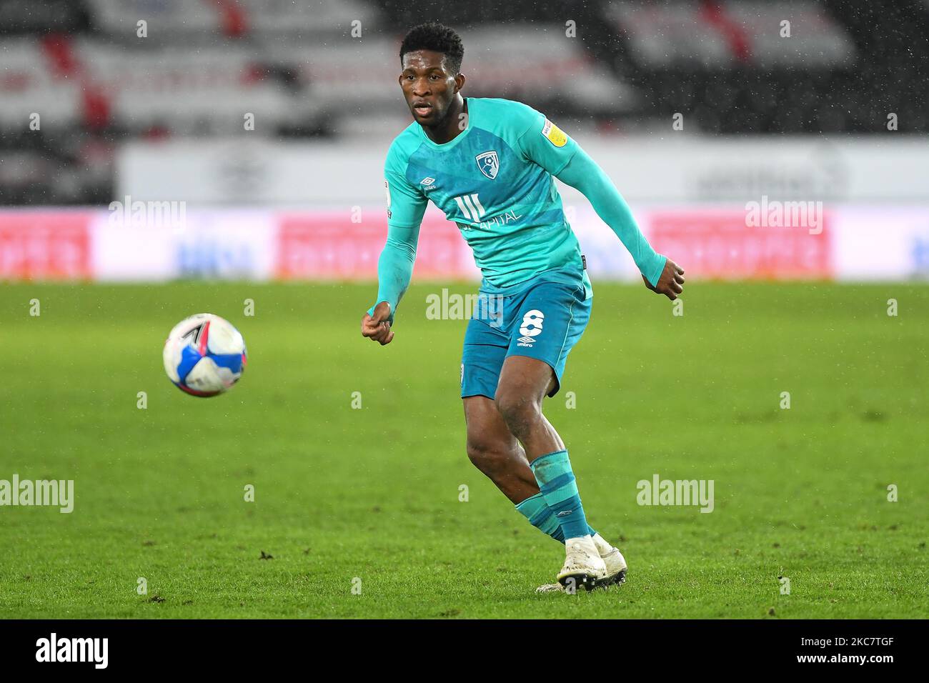 Jefferson Lerma de l'AFC Bournemouth en action lors du match de championnat Sky Bet entre Derby County et Bournemouth au Pride Park, Derby, le mardi 19th janvier 2021. (Photo de Jon Hobley/MI News/NurPhoto) Banque D'Images