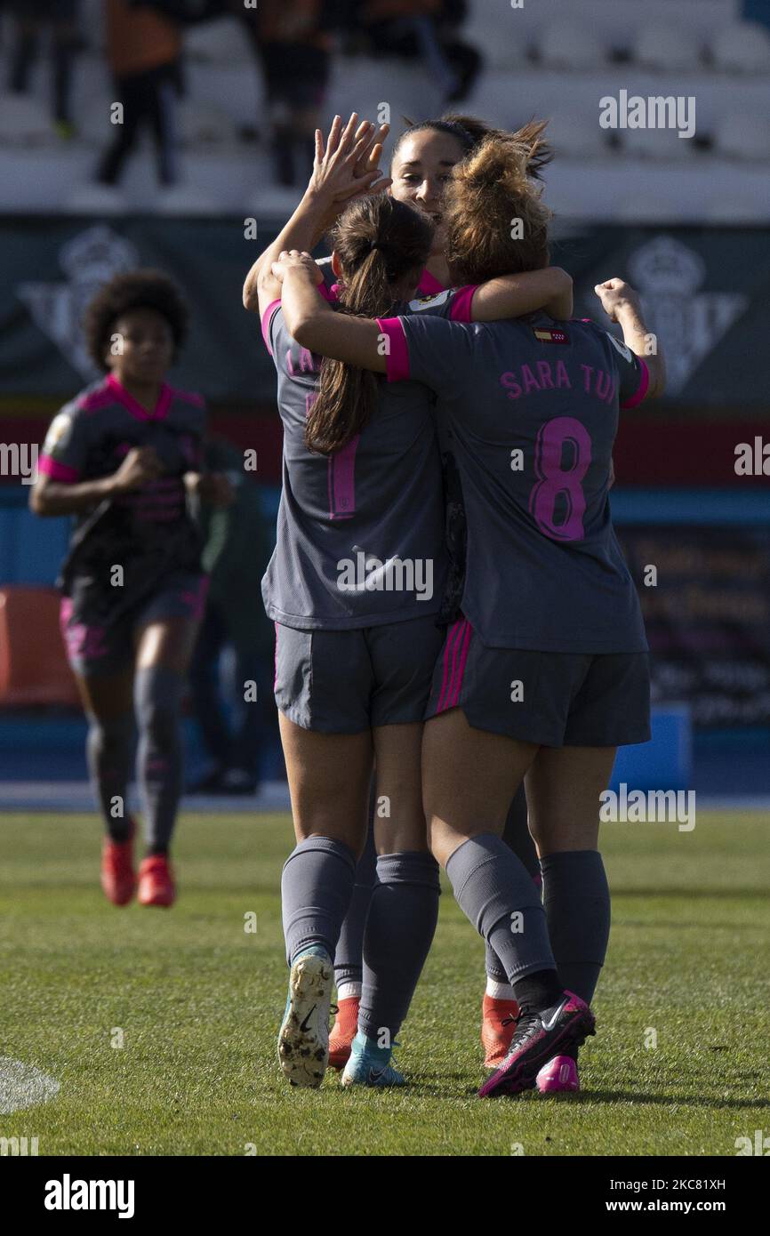 Laura Dominguez de Madrid CFF fêtez un but lors du match Primera Iberdrola entre Real Betis et Madrid CFF à Ciudad Deportiva Luis del sol à Séville, Espagne. (Photo par DAX Images/NurPhoto) Banque D'Images