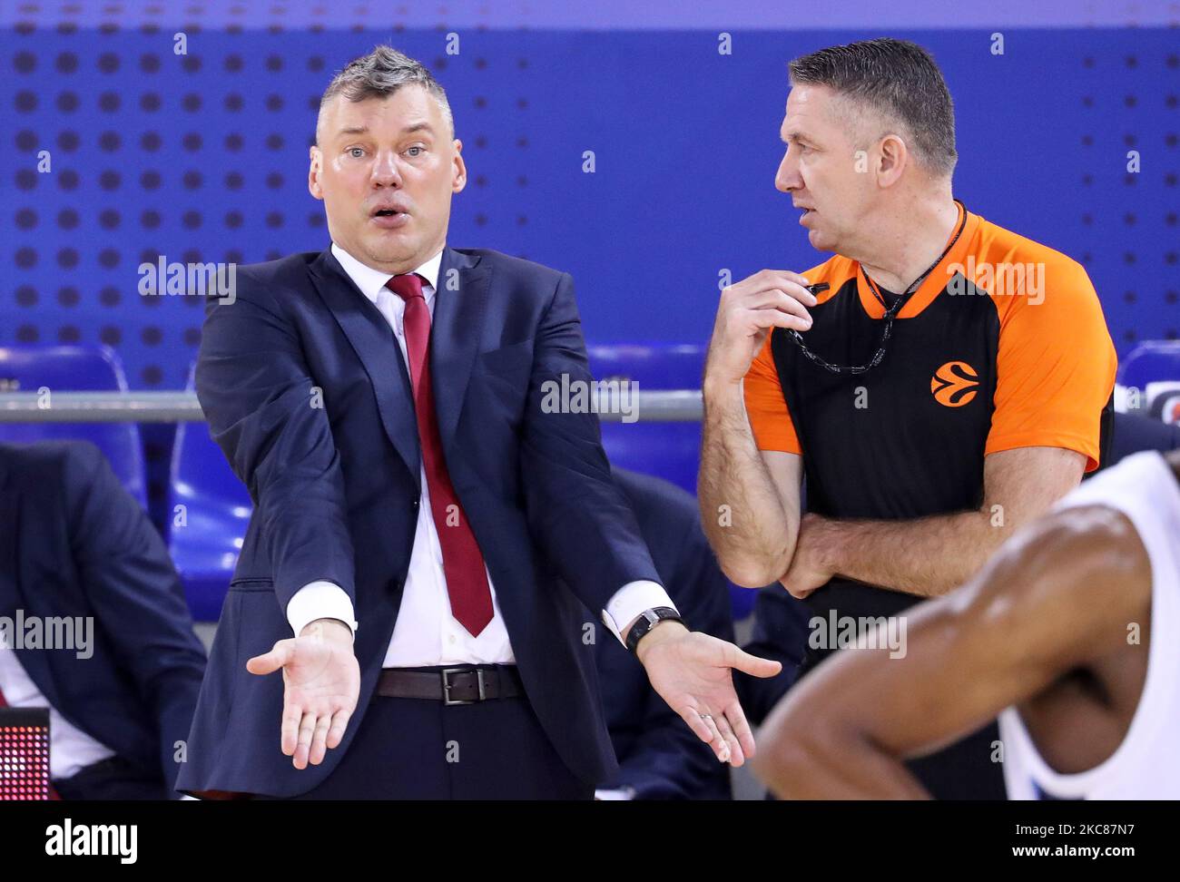 Sarunas Jasikevicius pendant le match entre le FC Barcelone et BC Zenit Saint-Pétersbourg, correspondant à la semaine 22 de l'Euroligue, joué au Palau Blaugrana, le 26th janvier 2021, à Barcelone, Espagne. -- (photo par Urbanandsport/NurPhoto) Banque D'Images