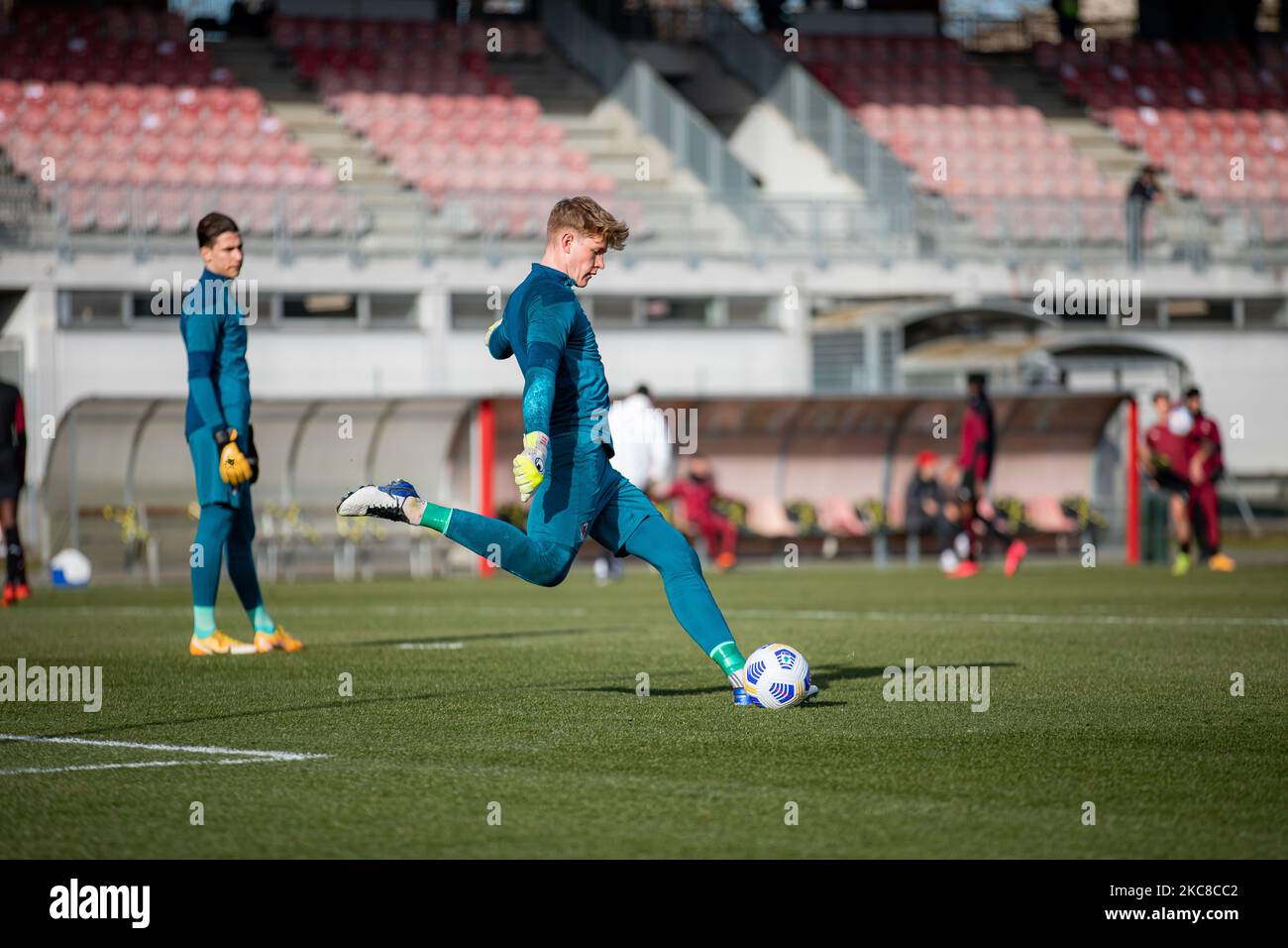 Andreas Jungdal de l'AC Milan lors de l'échauffement sportif du match Primavera 1 TIM entre l'AC Milan U19 et le SPAL U19 au Centro Sportivo Vismara sur 30 janvier 2021 à Milan, Italie (photo d'Alessandro Bremec/NurPhoto) Banque D'Images