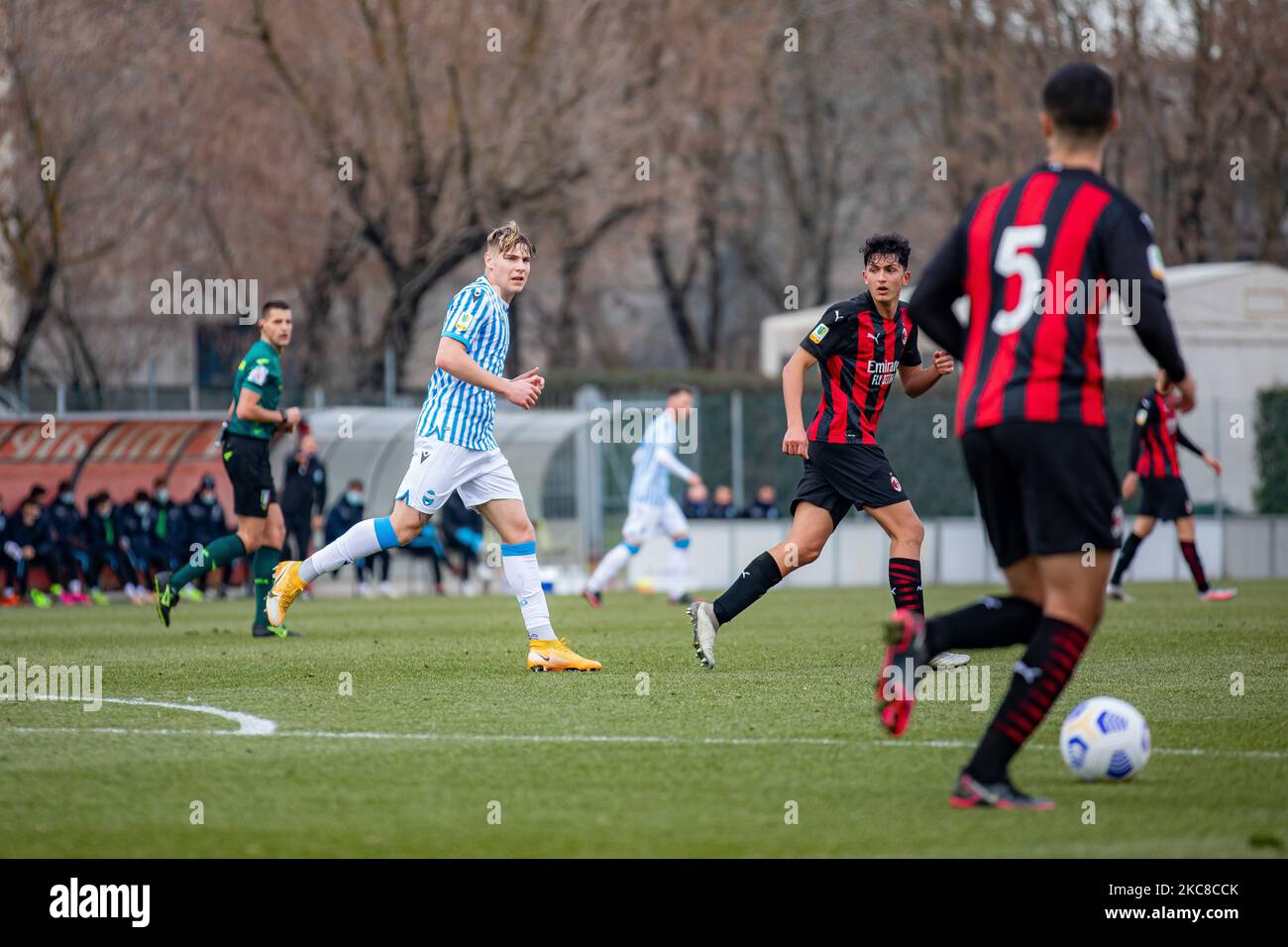 Alessio Pinotti de SPAL pendant le match Primavera 1 TIM entre l'AC Milan U19 et le SPAL U19 au Centro Sportivo Vismara sur 30 janvier 2021 à Milan, Italie (photo d'Alessandro Bremec/NurPhoto) Banque D'Images