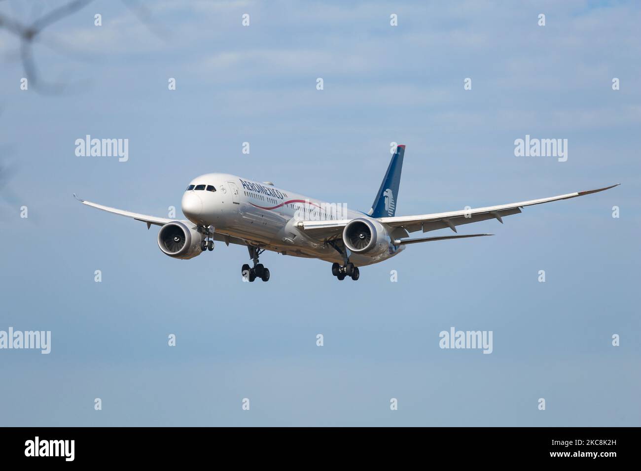 Aeromexico Boeing 787 Dreamliner avion de passagers comme vu voler sur l'approche finale pour l'atterrissage à l'aéroport international John F Kennedy de New York JFK. L'avion long-courrier à corps large moderne et avancé a l'enregistrement N446AM et est alimenté par 2x moteurs à jet GE. Aerovías de México AMX AM ou AEROMEXICO est la compagnie aérienne mexicaine de la ville de Mexico. La compagnie aérienne est membre de l'alliance d'aviaiton de SkyTeam. Pendant la pandémie du coronavirus COVID-19, l'industrie de l'aviation a dû faire face à une baisse du nombre de passagers, mais à une augmentation de la demande de fret, bien que les compagnies aériennes aient été mises à l'origine d'un important problème Banque D'Images