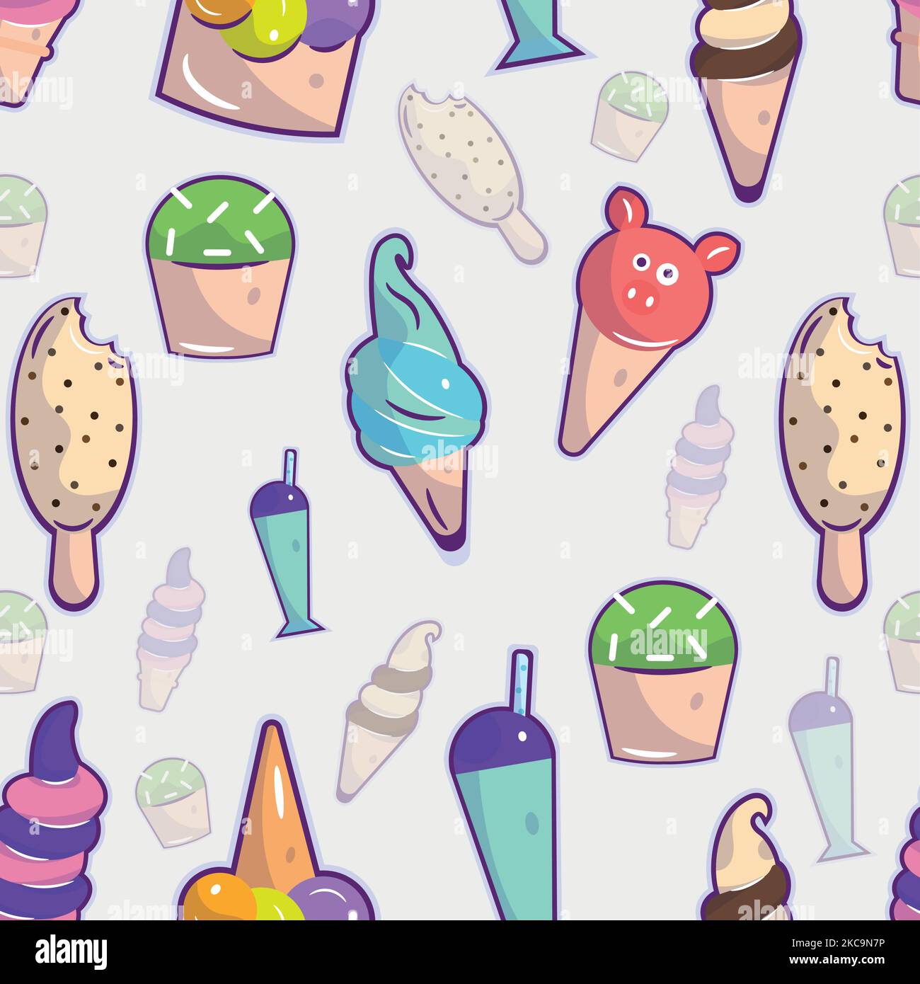 Arrière-plan sans couture avec icônes de glace Vector Illustration de Vecteur