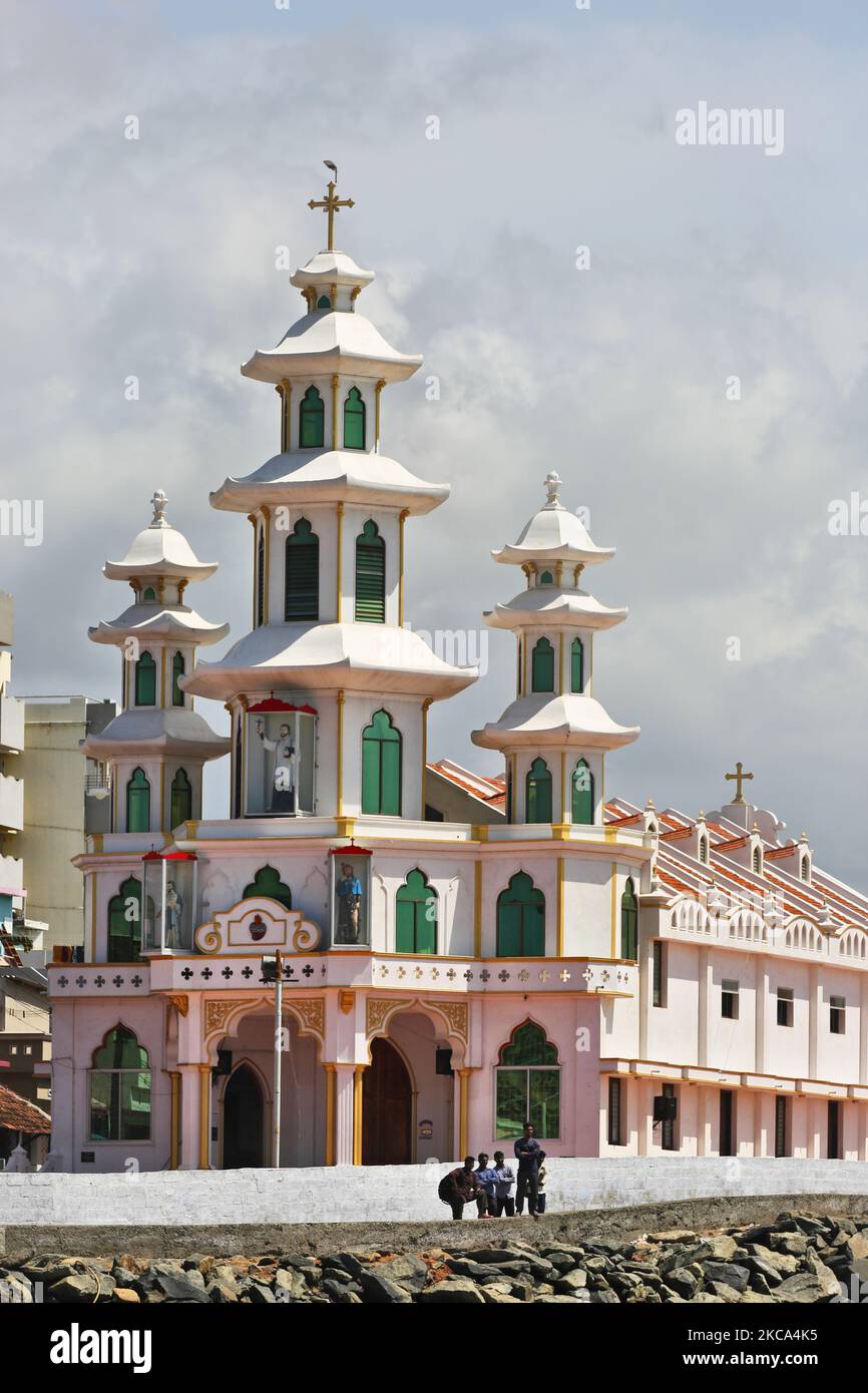 Église Saint-Roch à Kanyakumari, Tamil Nadu, Inde. (Photo de Creative Touch Imaging Ltd./NurPhoto) Banque D'Images