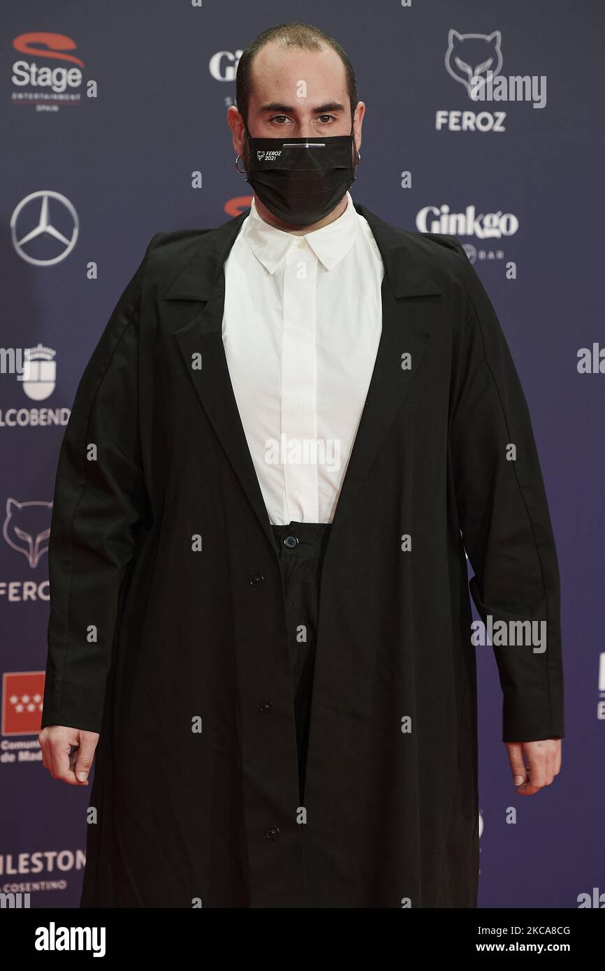 Alberto Velasco assiste aux Prix Feroz 2021 tapis rouge au VP Hotel Plaza de España à Madrid, Espagne (photo de Carlos Dafonte/NurPhoto) Banque D'Images