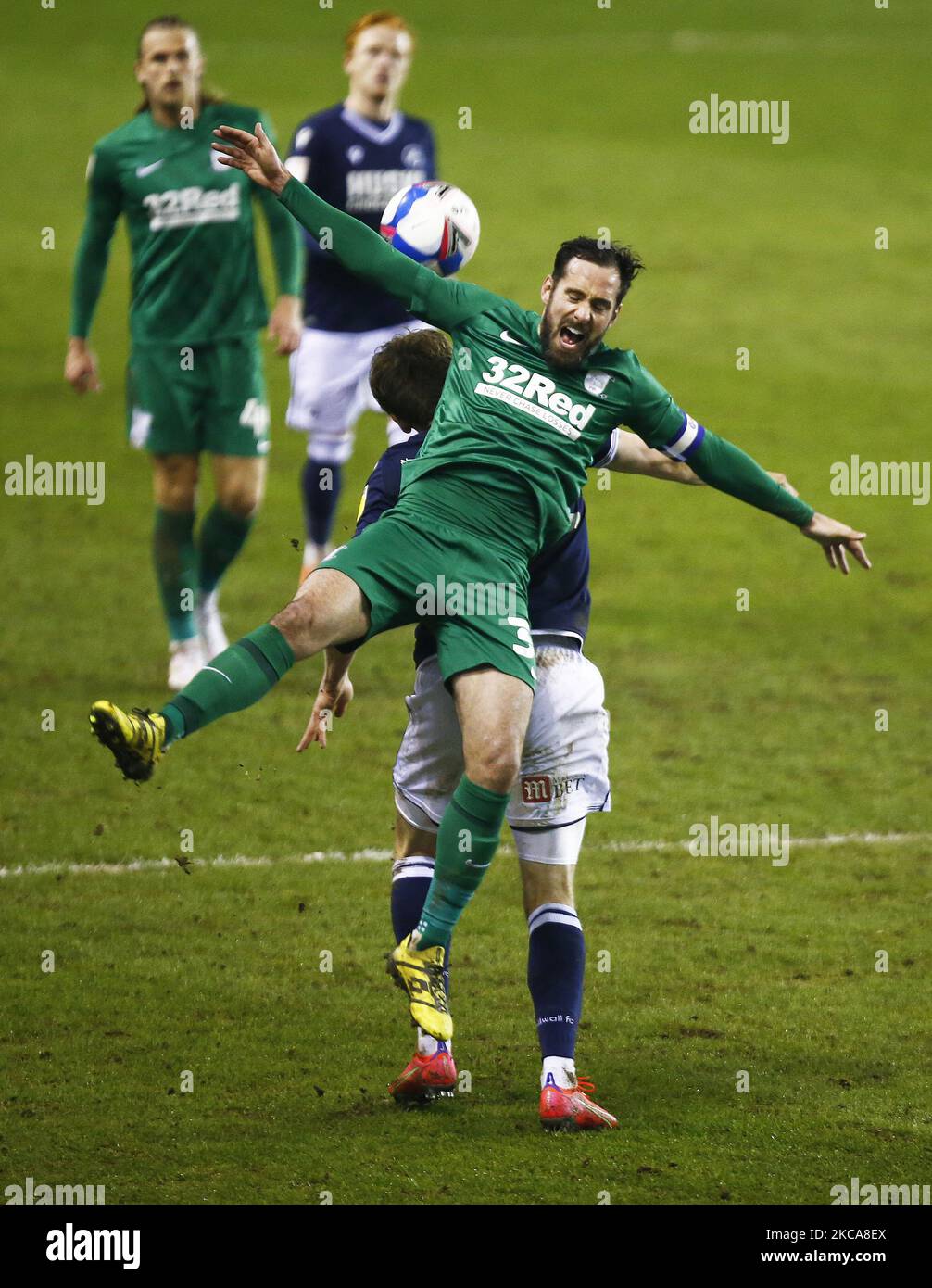 Greg Cunningham de Preston North End lors du championnat Sky Bet entre Millwall et Preston North End au Den Stadium, Londres, le 02nd mars 2021 (photo d'action Foto Sport/NurPhoto) Banque D'Images