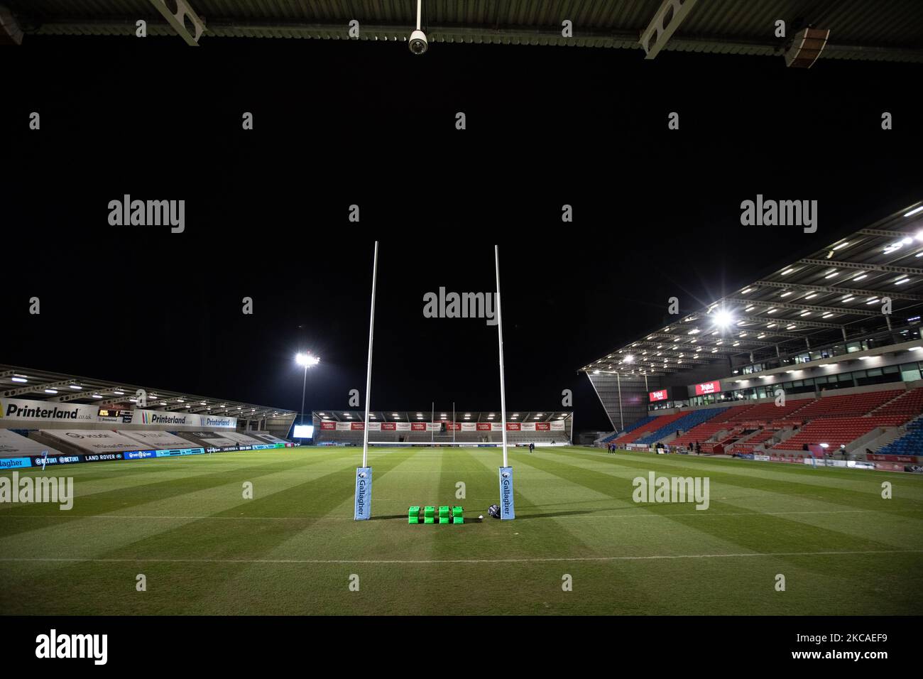 Une vue générale du stade avant le match Gallagher Premiership entre sale Sharks et Newcastle Falcons au stade AJ Bell, Eccles, le vendredi 5th mars 2021. (Photo de Chris Lishman/MI News/NurPhoto) Banque D'Images