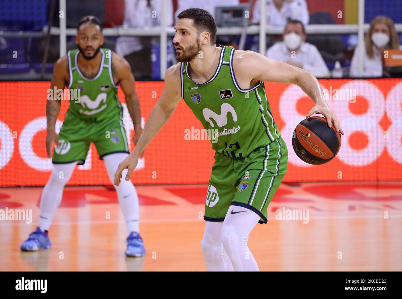 Nemanja Duricic entre le FC Barcelone et Estudiantes, correspondant à la semaine 20 de la Ligue espagnole Endesa, joué au Palau Blaugrana, le 23th mars 2021, à Barcelone, Espagne. -- (photo par Urbanandsport/NurPhoto) Banque D'Images