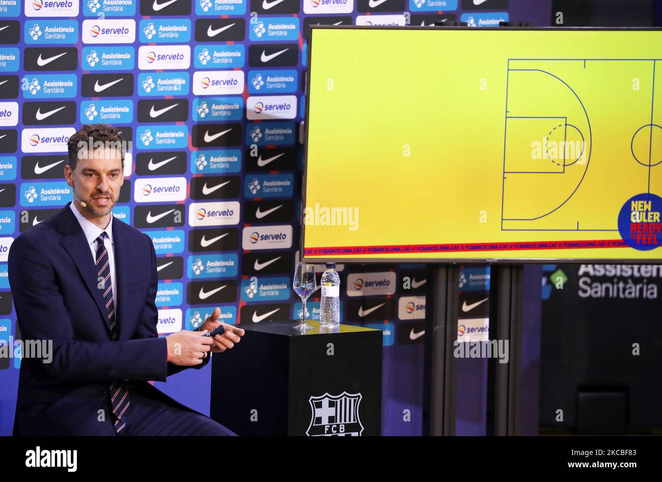 Présentation de Pau Gasol en tant que nouveau joueur du FC Barcelone au Palau Blaugrana, le 25th mars 2021, à Barcelone, Espagne. -- (photo par Urbanandsport/NurPhoto) Banque D'Images