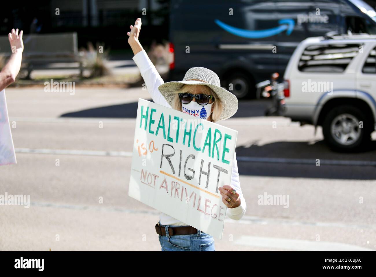 Les manifestants de Houston sur 8 décembre 2020 expriment leur désaccord sur le refus du président Trump de concéder après sa défaite électorale. (Photo de Reginald Mathalone/NurPhoto) Banque D'Images