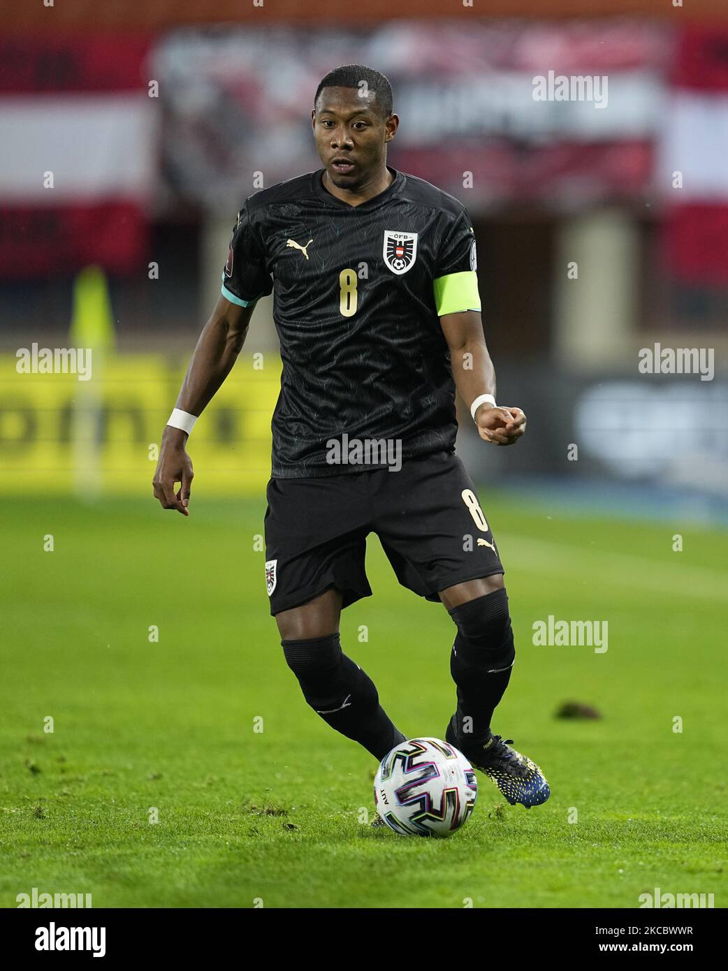 David Alaba d'Autriche pendant le match de qualification de coupe du monde entre l'Autriche et le Danemark au stade Ernst-Happel-Stadion, Vienne, Autriche sur 31 mars 2021. (Photo par Ulrik Pedersen/NurPhoto) Banque D'Images