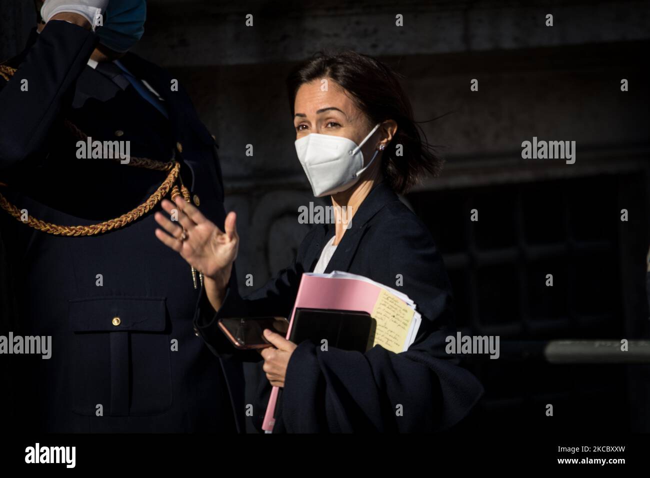 Palazzo Chigi, arrive au Conseil des ministres, la ministre Mara Carfagna pour la cohésion du Sud et du territoire dans le gouvernement Draghi: Sur 31 mars 2021 à Rome, Italie. (Photo par Andrea Ronchini/NurPhoto) Banque D'Images