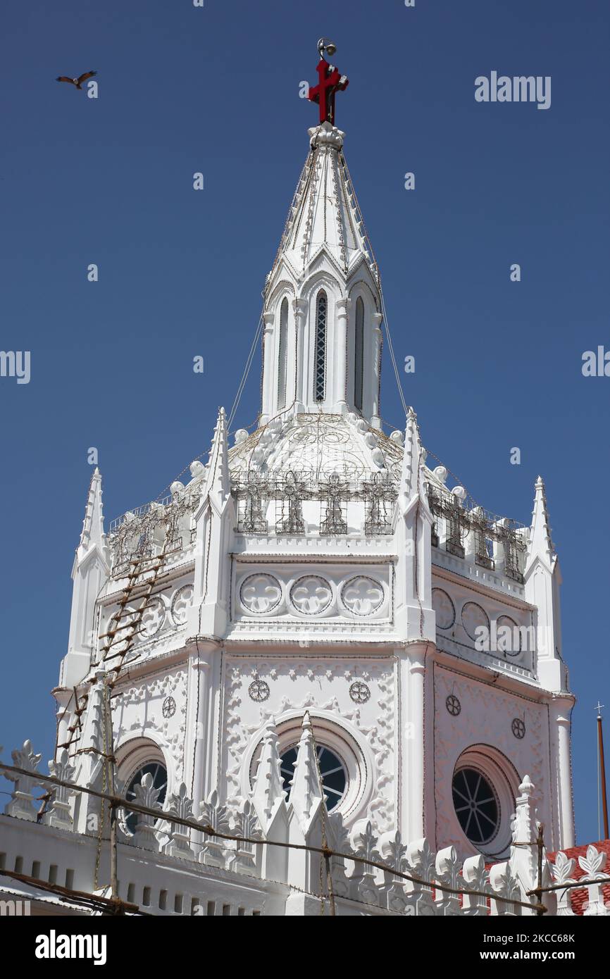 Église Annai Velankanni (Basilique de notre-Dame de la bonne santé) à Velankanni, Tamil Nadu, Inde. (Photo de Creative Touch Imaging Ltd./NurPhoto) Banque D'Images