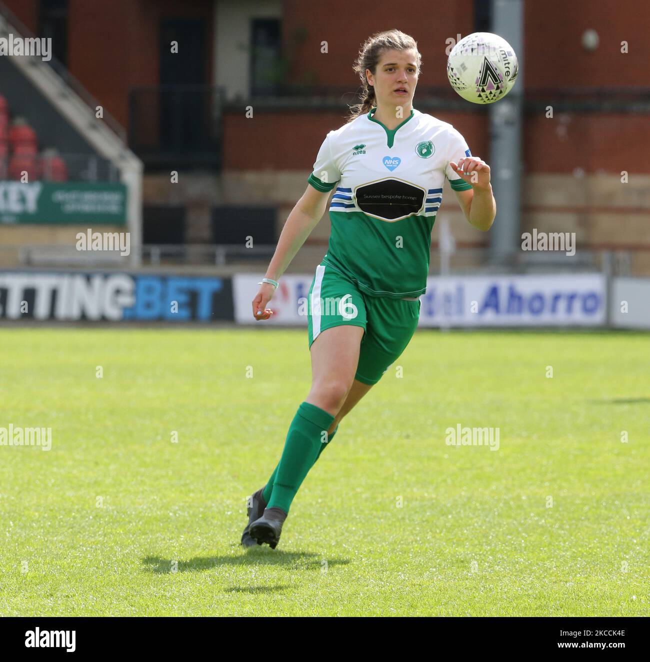 Amber Howden de Chichester et Selsey Ladies FC lors de la Vitality Women's FA Cup troisième tour correct entre Leyton Orient Women et Chichester & Selsey Ladies au Breyer Group Stadium, Brisbane Road, Londres, Royaume-Uni le 11th avril 2021 (photo par action Foto Sport/NurPhoto) Banque D'Images