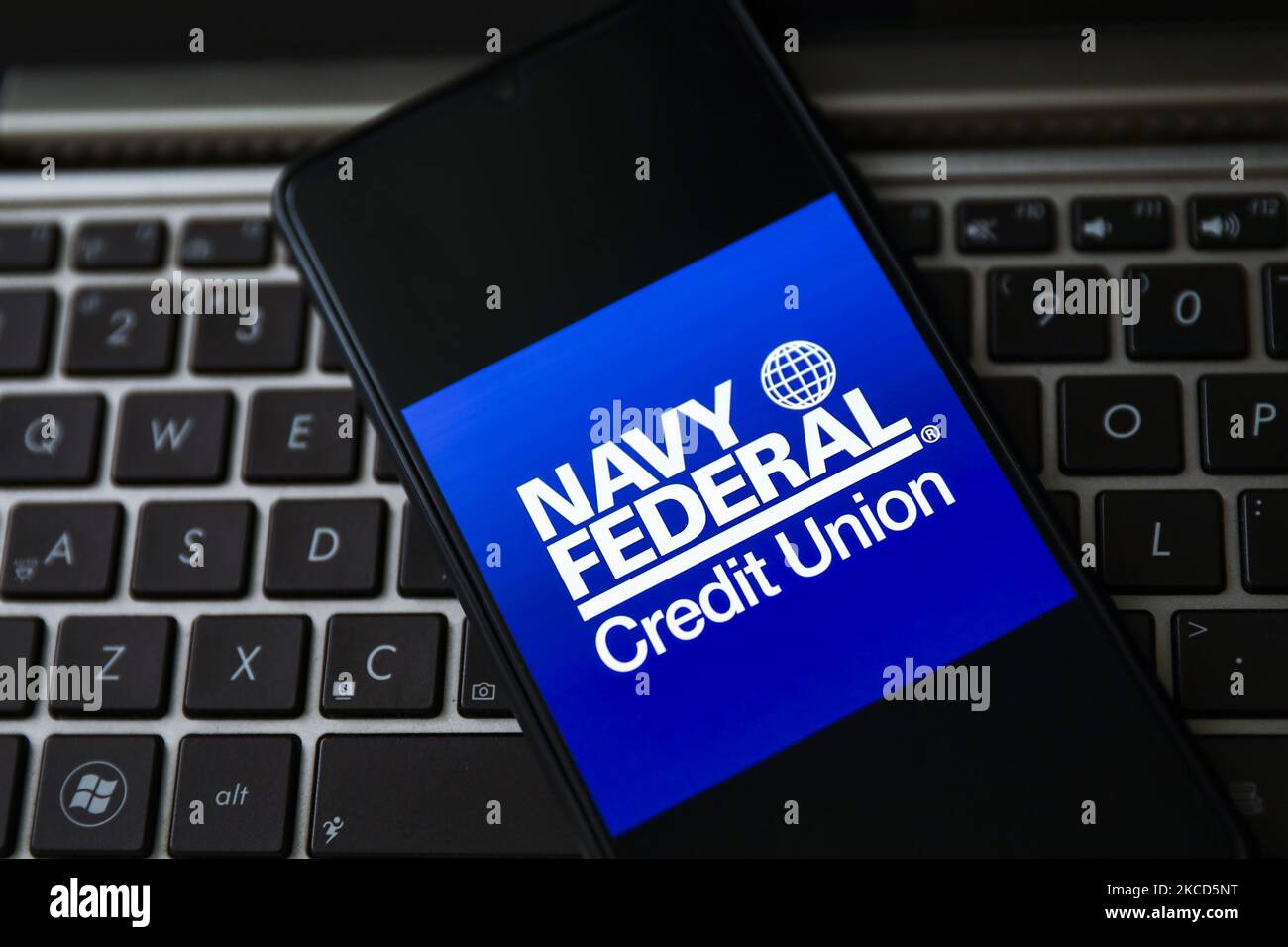 Le logo de la Marine fédérale Credit Union est affiché sur un écran de téléphone mobile photographié pour une photo d'illustration à Gliwice, en Pologne, sur 21 avril 2021. (Photo de Beata Zawrzel/NurPhoto) Banque D'Images