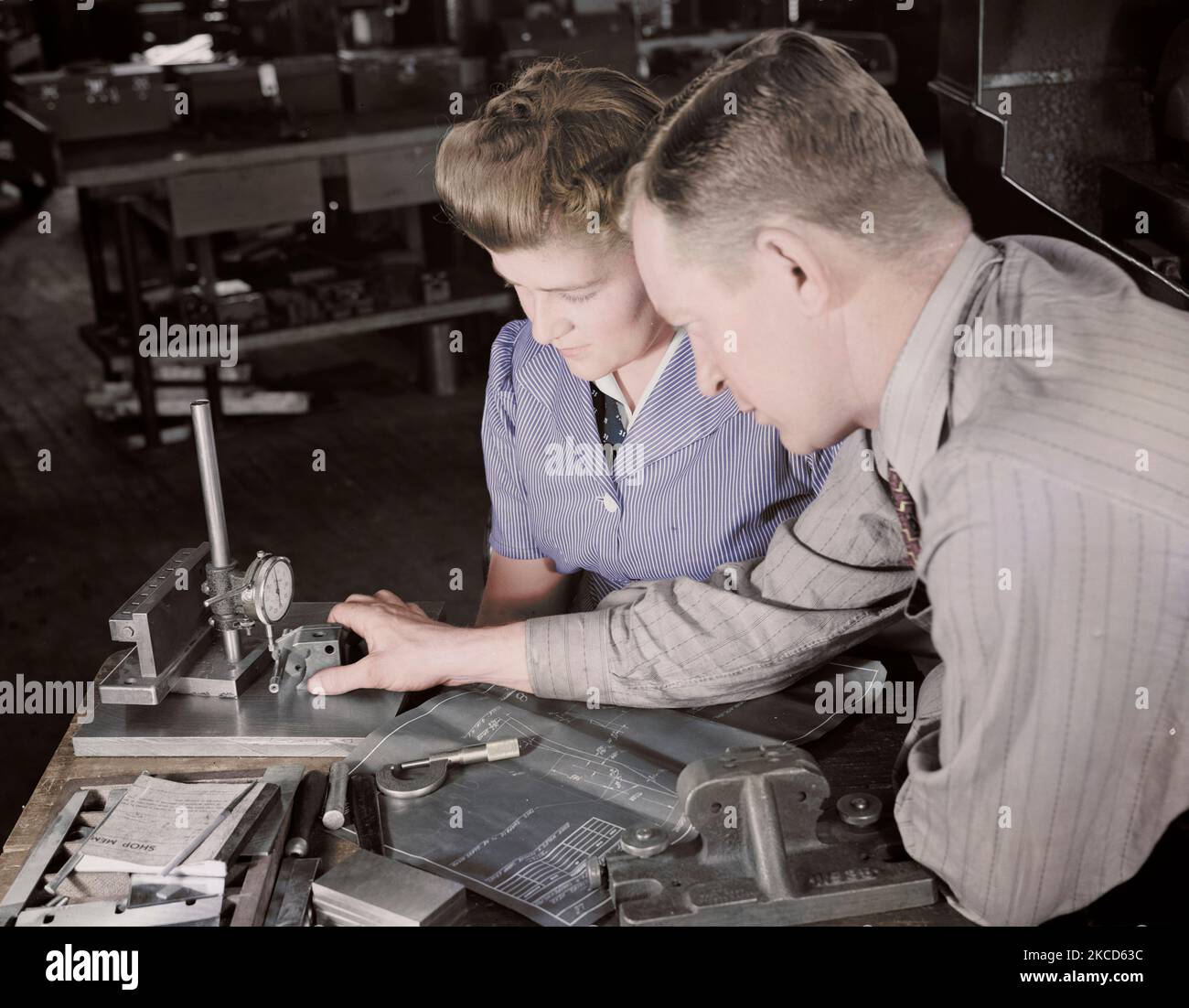 Dimensions de contrôle superviseur terminé V-block, 1942. Banque D'Images